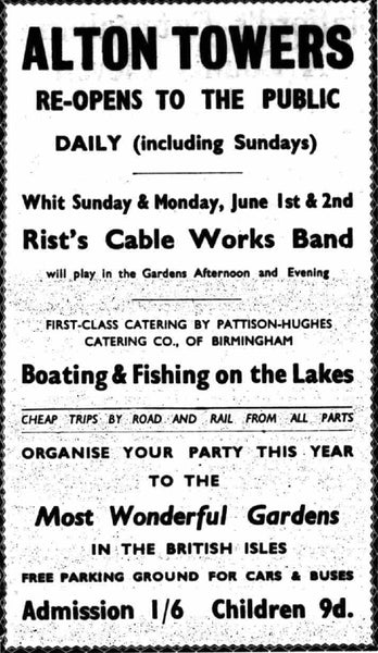 Alton towers 1952 advert