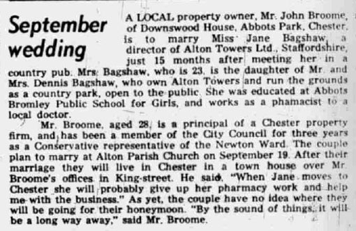 John Broome's wedding at Alton towers