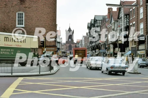 Bridge Street Chester 1969 with Mitchells lorry, Vauxhall Viva and Ford Cortina.