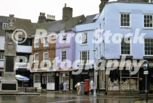 Butter Market Canterbury 1969 with Olive Branch pub, Canterbury Pottery and Theobalds.