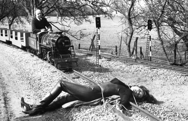 Diana Rigg on the Stapleford Miniature Railway