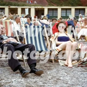 Grandad alseep on the beach 1950s 51978842442 o