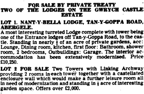 Gwrych Castle Lodges For Sale 1975