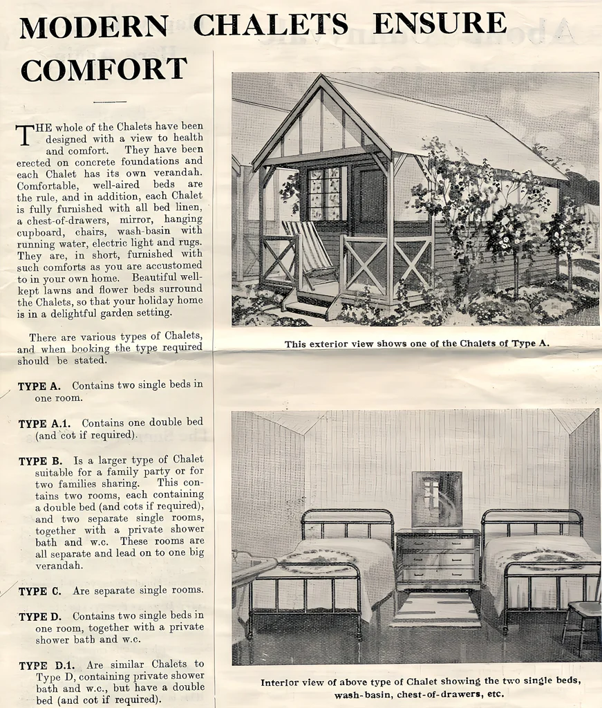 Chalets at Sunnyvale Holiday Camp, Rhyl from 1938 brochure