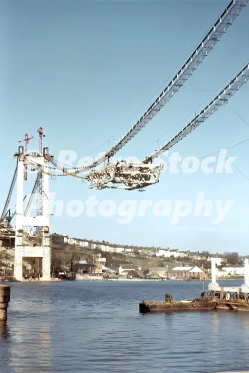 Tamar Bridge under construction c1959 - Vintage photo