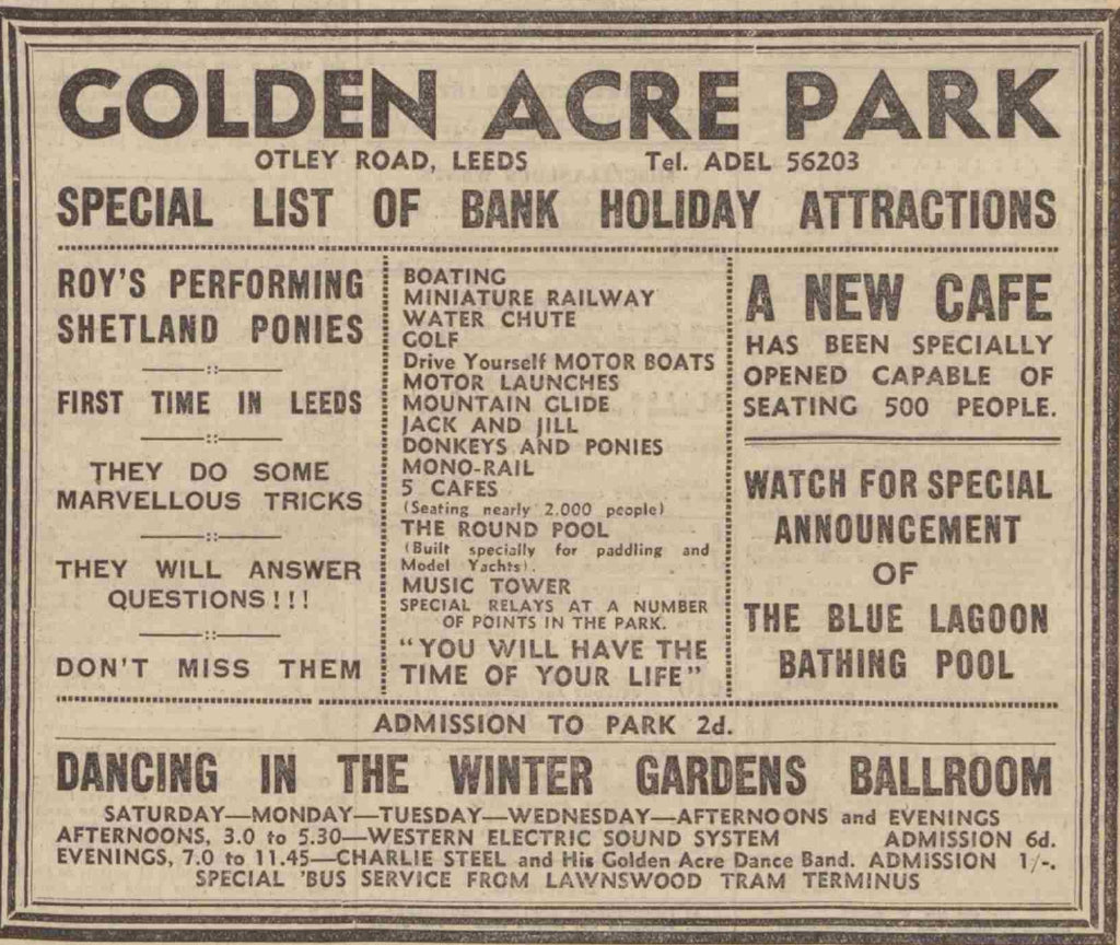 golden acre park advert 1934
