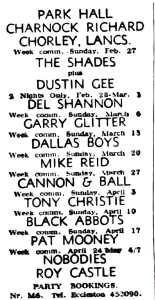 park hall 1977 advert