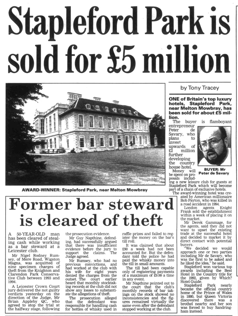 Peter de Savary buys stapleford house