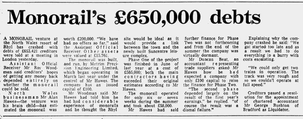 rhyl monorail goes bankrupt press cutting