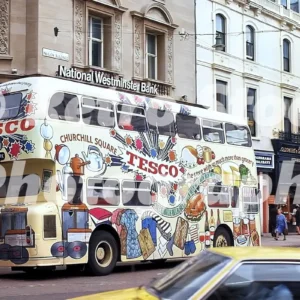 Tesco bus, Pavilion Buildings, Brighton 1974