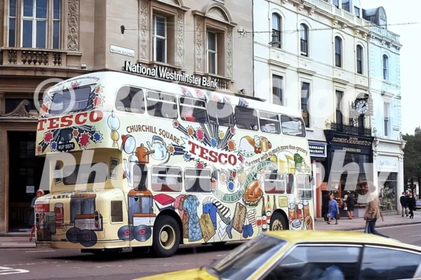 Tesco bus, Pavilion Buildings, Brighton 1974