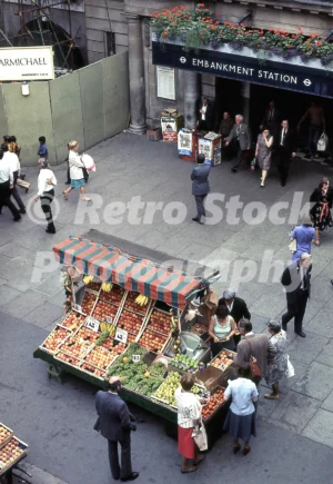 fruit veg stall outside embankment station london 1977 52741415763 o