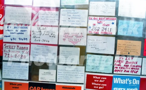 Personal ads in Notting Hill, London 1989 - Vintage photo