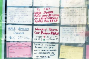 Personal ads in Notting Hill, London 1989 - Vintage photo