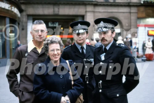 Policemen in Glasgow Central Station 1977