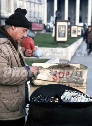 Roasted chestnuts, Trafalgar Square 1980s