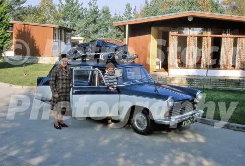 Morris Oxford at a holiday park 1970s