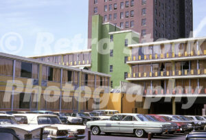 1960s view of the Colony Motel in Atlantic City with parked period cars