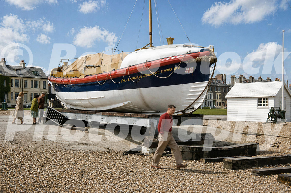 lifeboat-in-deal-kent-1956_55230832082_o 1950s view of the RNLB Charles Dibdin lifeboat on the shingle beach at Deal in Kent.