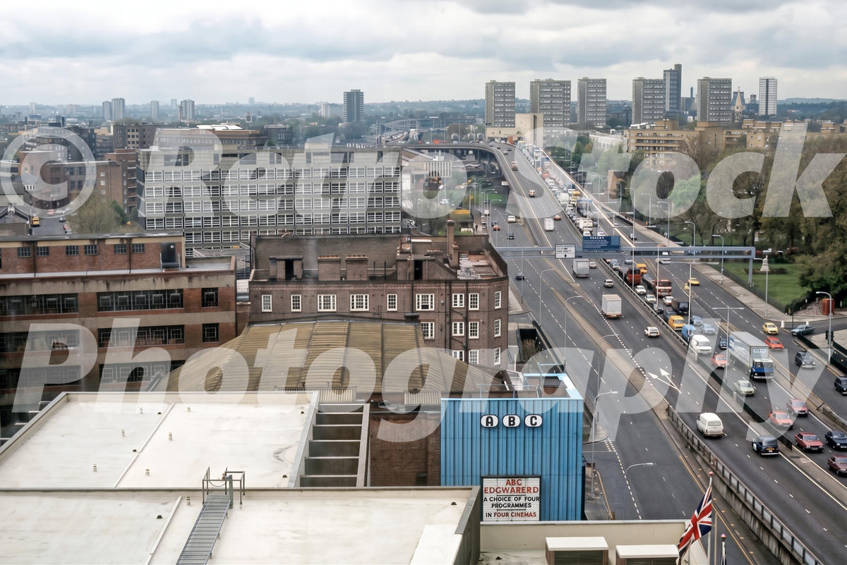 looking-down-onto-the-abc-edgware-rd-and-harrow-road-london-1983_55231992414_o 1980s view over the ABC Edgware Road cinema, Harrow Road and Marylebone Flyover in London.