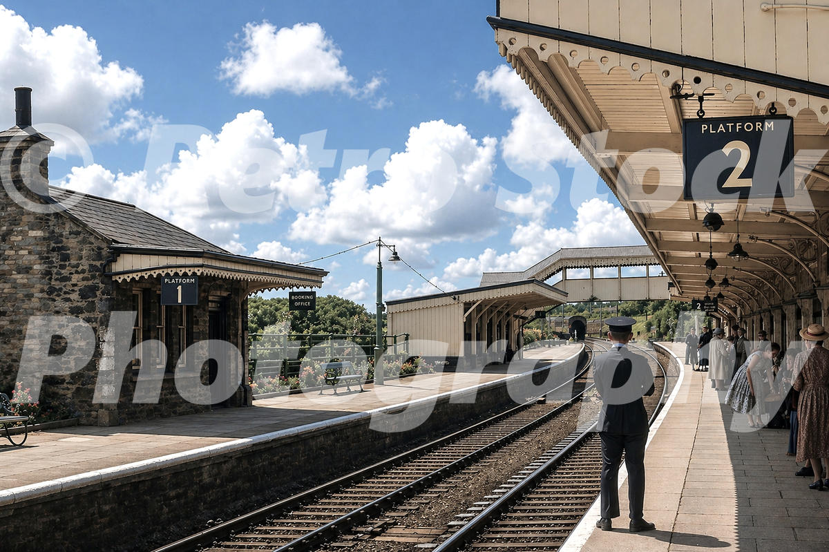 st-erth-railway-station-cornwall-1950s_55231743631_o 1950s view of St Erth railway station in Cornwall with curving platforms, footbridge, waiting passengers and Platform 2 sign