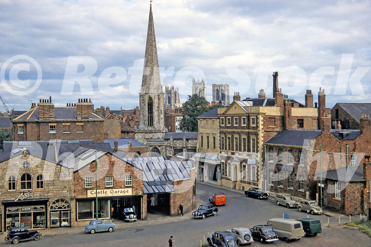 View north from Clifford’s Tower toward York Minster, in the 1950s