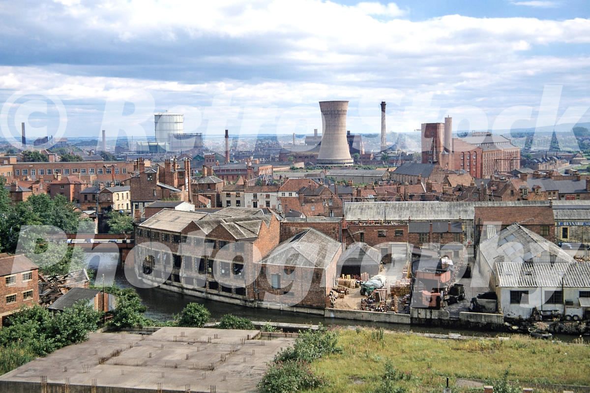 View east from Clifford’s Tower over the River Foss and York skyline in the 1950s