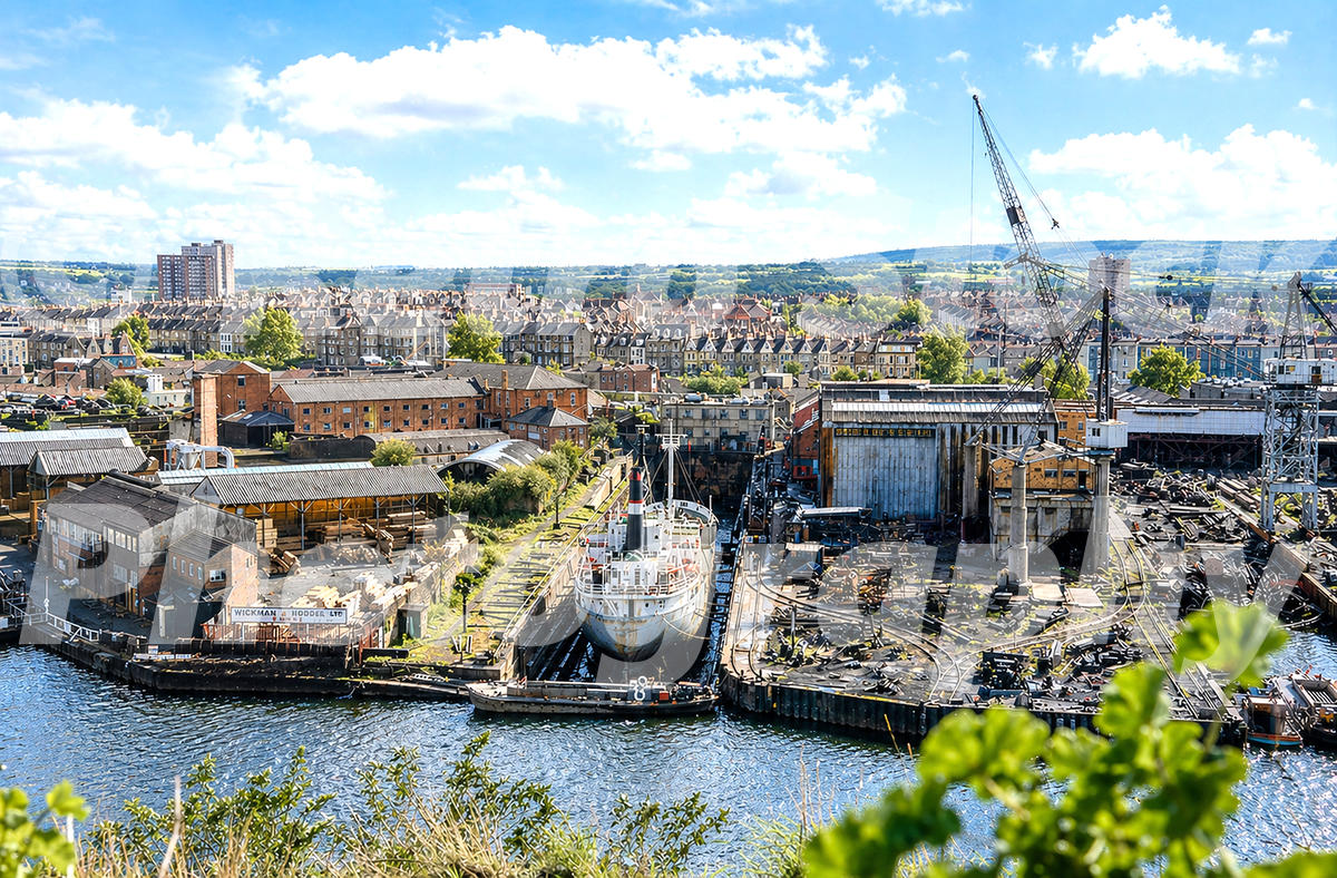 Charles Hill & Son shipbuilders yard on the River Avon in Bristol, 1976