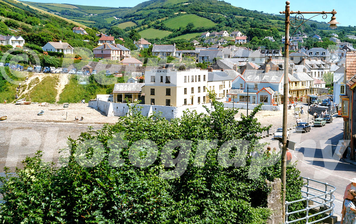 Combe Martin Devon 1960s with Sea View Hotel and hillside village